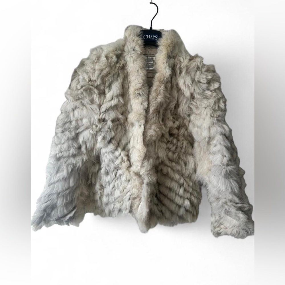 ✨ Vintage SAGA Fox Fur Jacket – Real Fox Fur – Silver Grey ✨